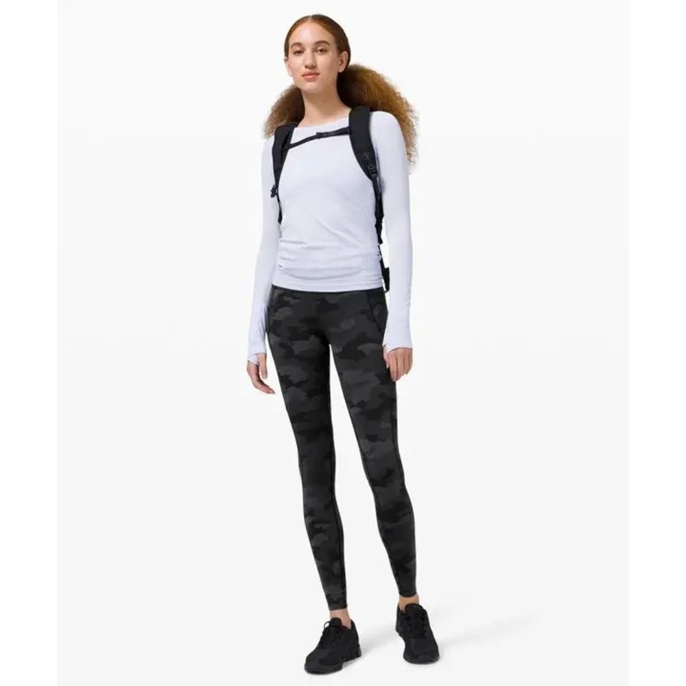 Lululemon Fast and Free High-Rise Tights Size 4 Camo Charcoal Black Activewear